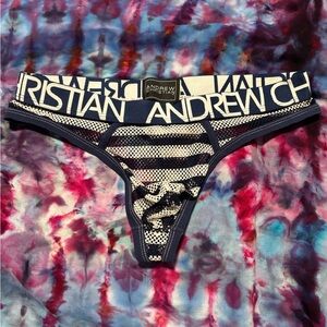 Andrew Christian Navy and White Mesh Briefs